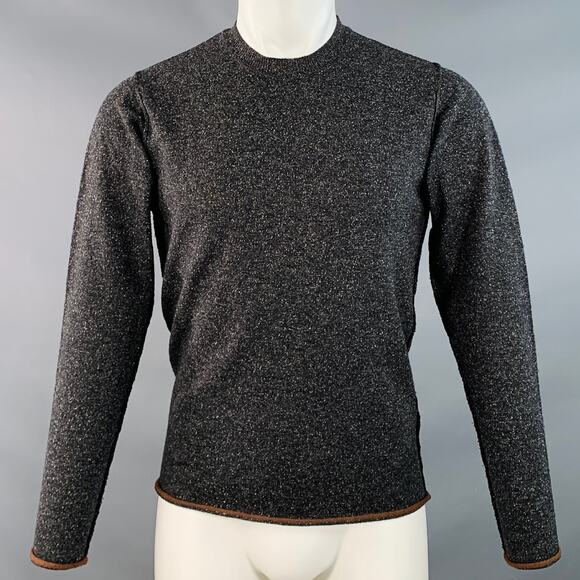 PAUL SMITH Size S Charcoal Grey Black Wool Silk Crew Neck Pullover - Picture 1 of 6